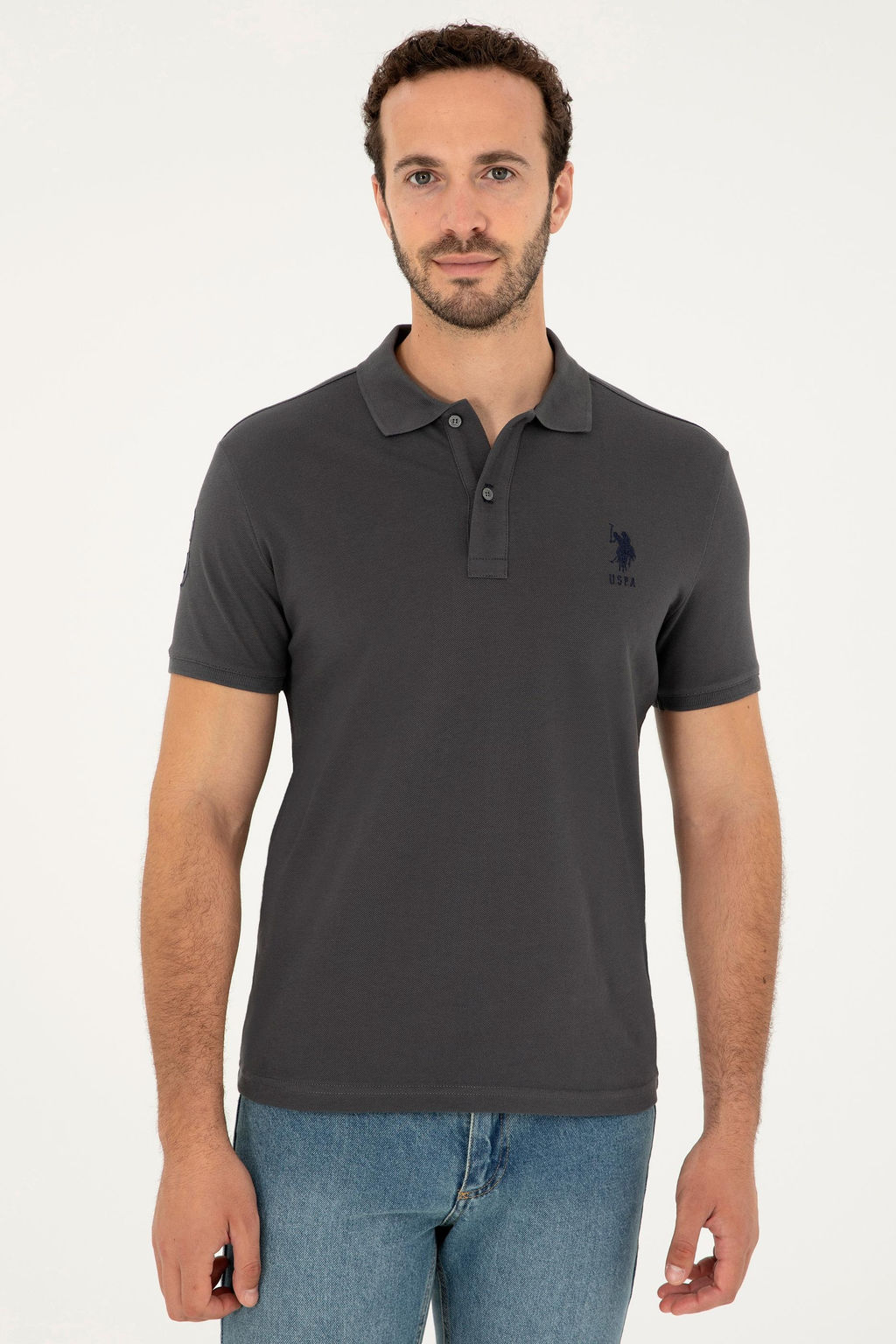 U. S. Polo Assn / Мужская базовая футболка антрацитового цвета - U.s. polo assn фото 3
