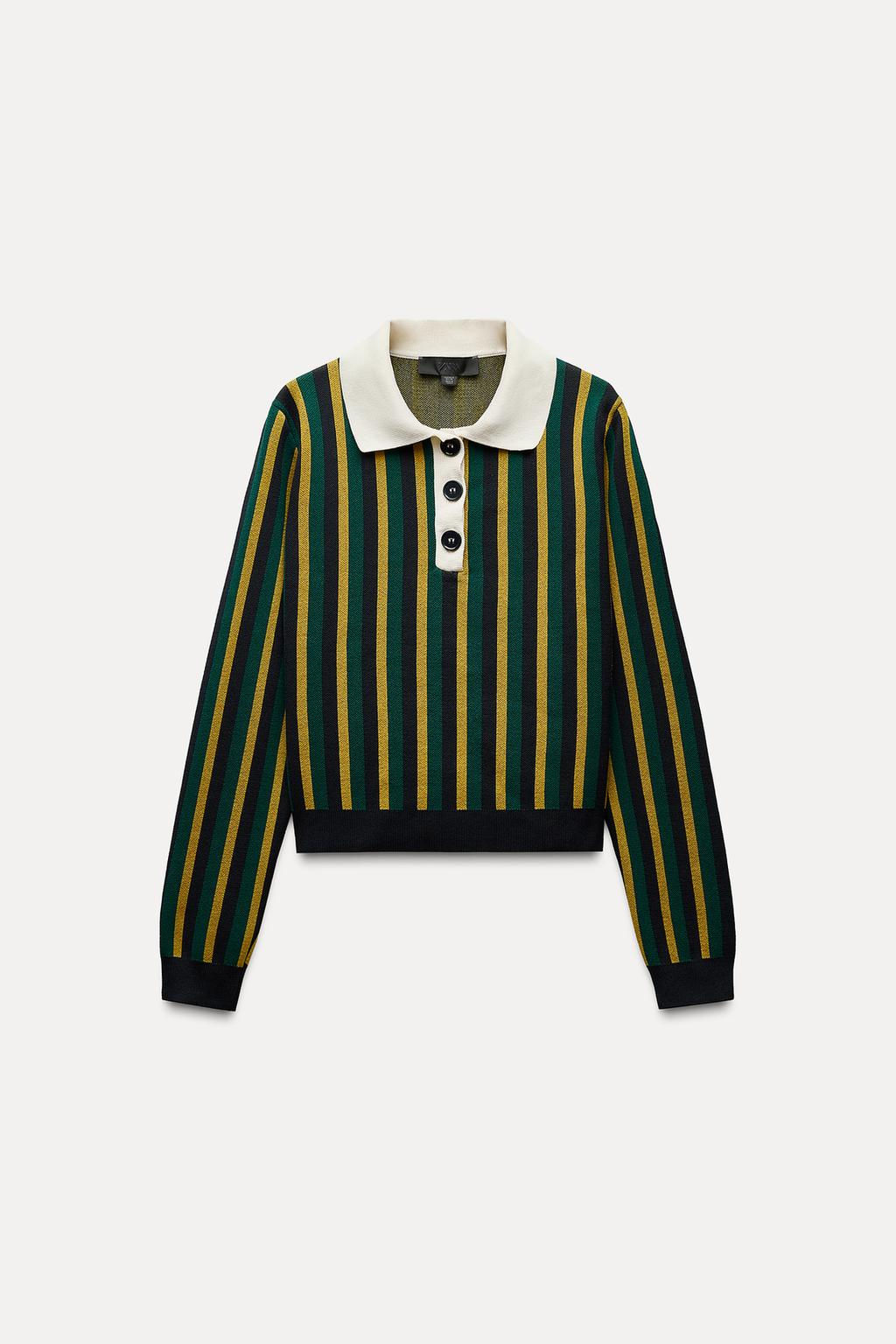 STRIPED POLO KNIT SWEATER - Zara фото 5