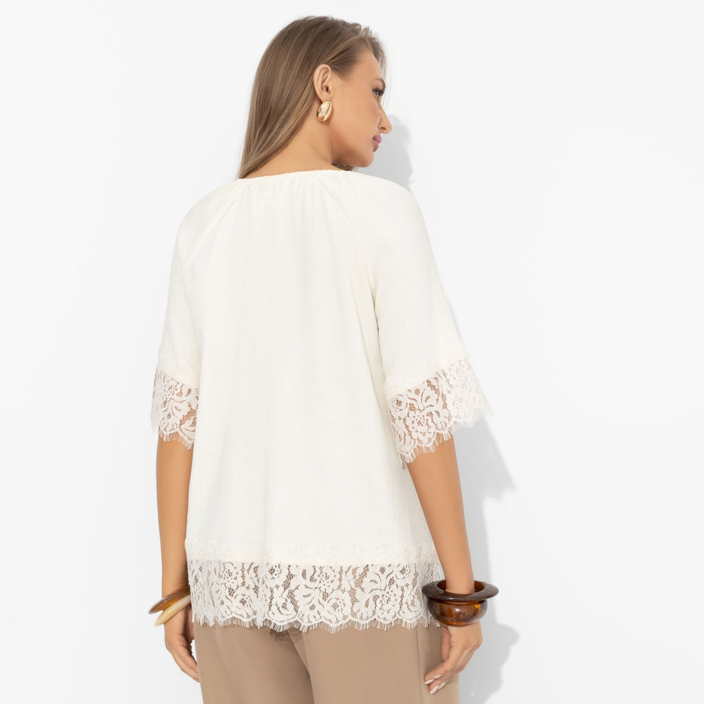 Блуза свободного кроя с кружевом, Путешествие в Прованс (нежная) - Charutti фото 5