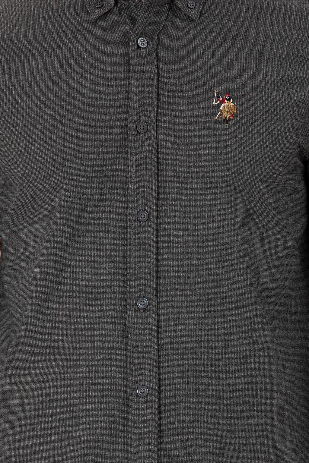 Мужская рубашка антрацитового цвета с длинным рукавом - U.s. polo assn фото 6