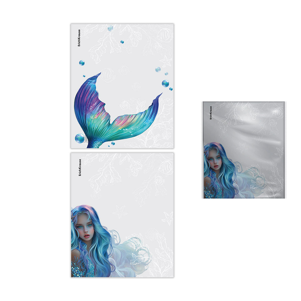 Цена за 1 шт. Набор пластиковых обложек ErichKrause Aquamarine, для тетрадей и дневников, 212х347мм, 80 мкм, ассорти (пакет 12 шт.)