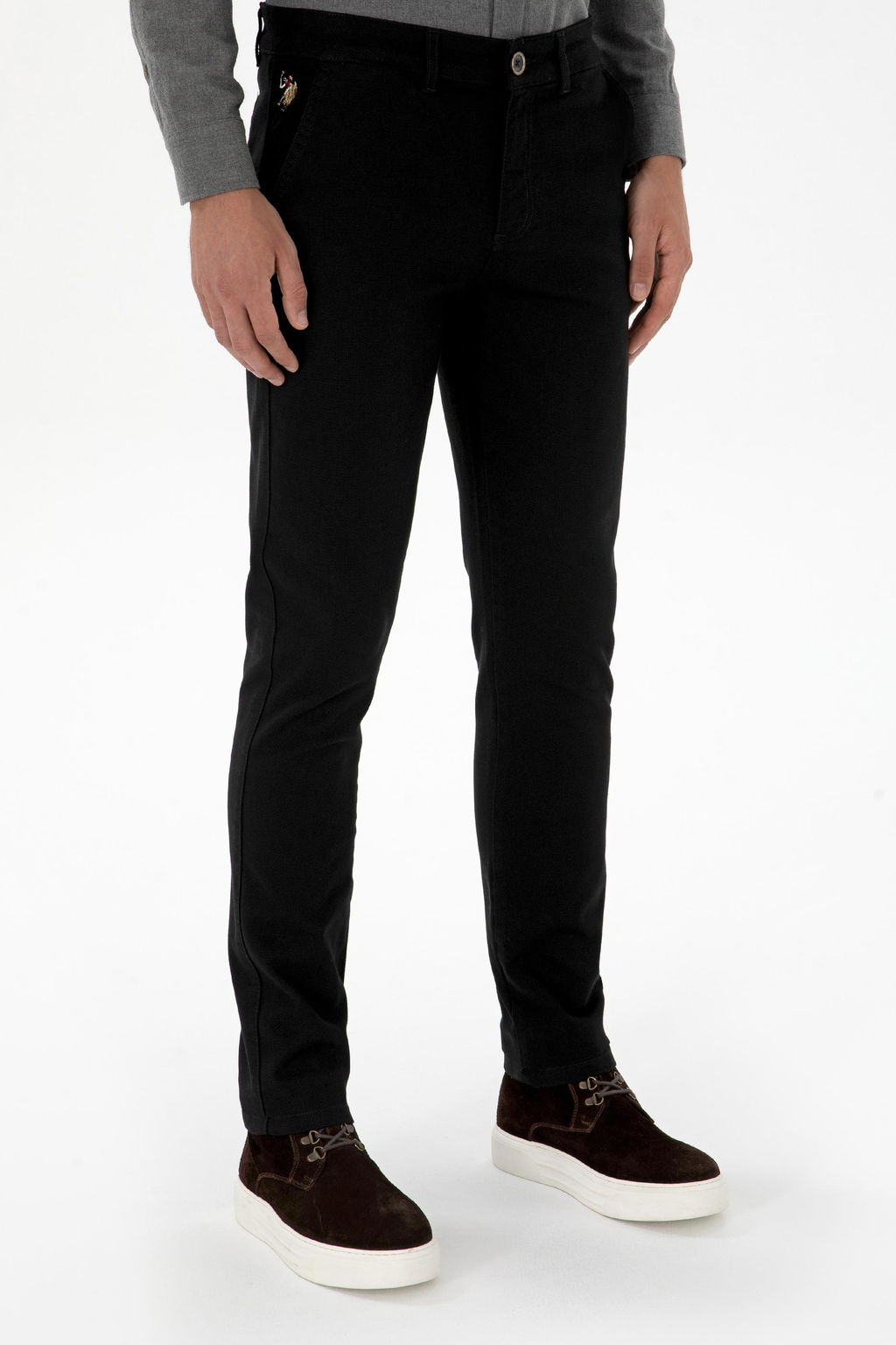 Erkek Slim Fit Siyah Kanvas Pantolon
