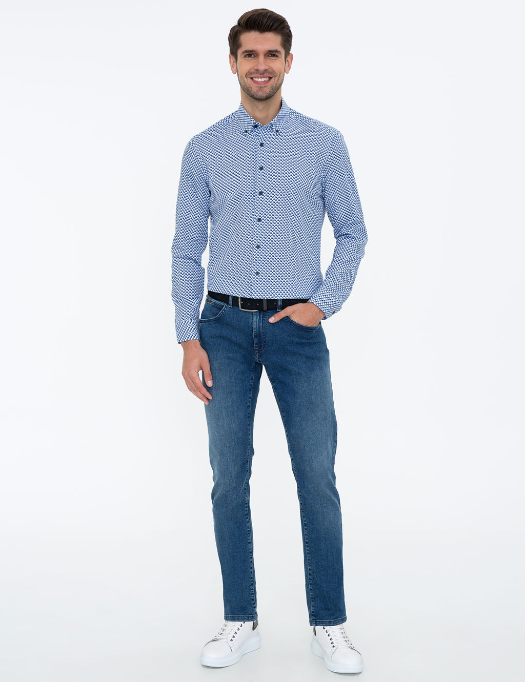 Lacivert Slim Fit Uzun Kollu G_mlek