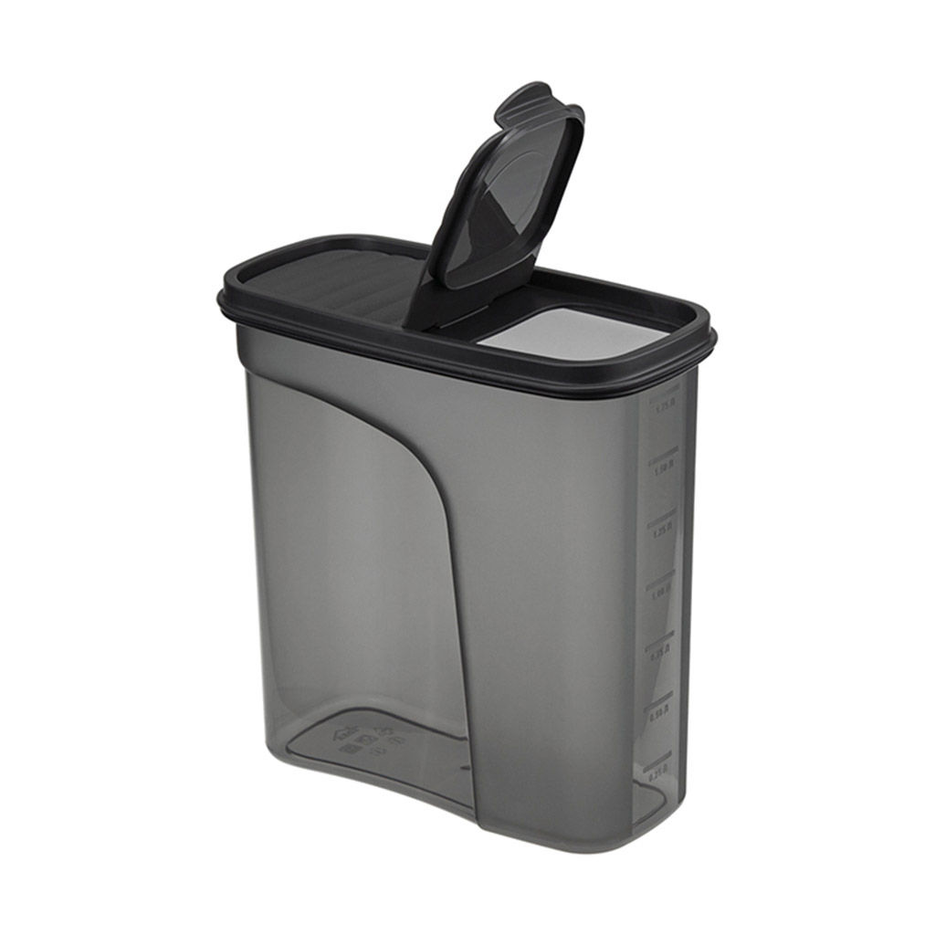 Банка для сыпучих продуктов пластмассовая Бест 2л, 9,5х19х19см, графитовый (Россия) - Домашняя мода фото 3