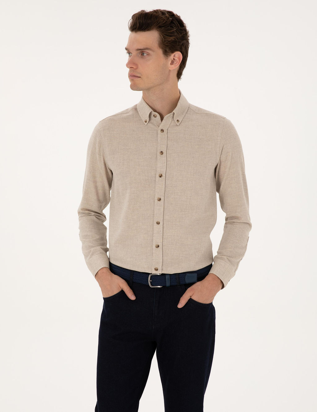 Bej Slim Fit Uzun Kollu G_mlek - Pierre cardin фото 3