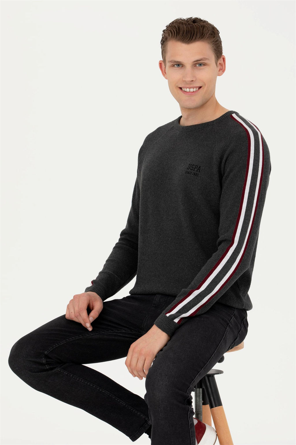 Мужской свитер антрацитового меланжа - U.s. polo assn фото 8