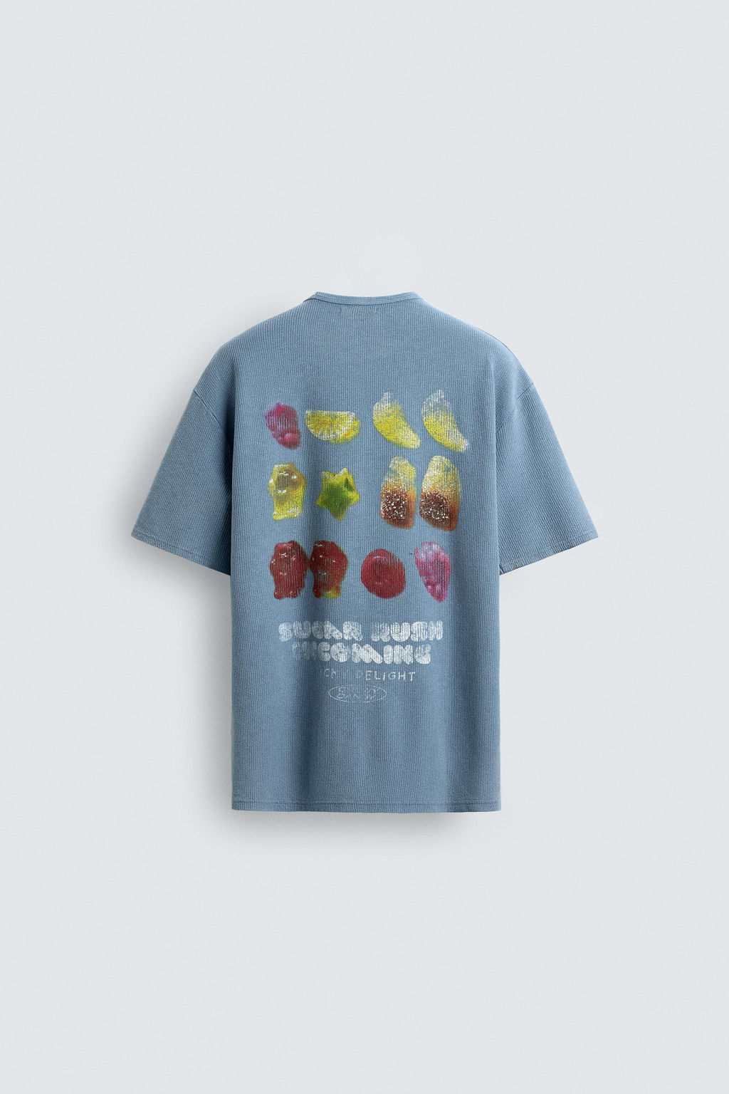 CAMISETA PUNTO LAVADO ESTAMPADO GOMINOLAS / Celeste lavado - Zara фото 9