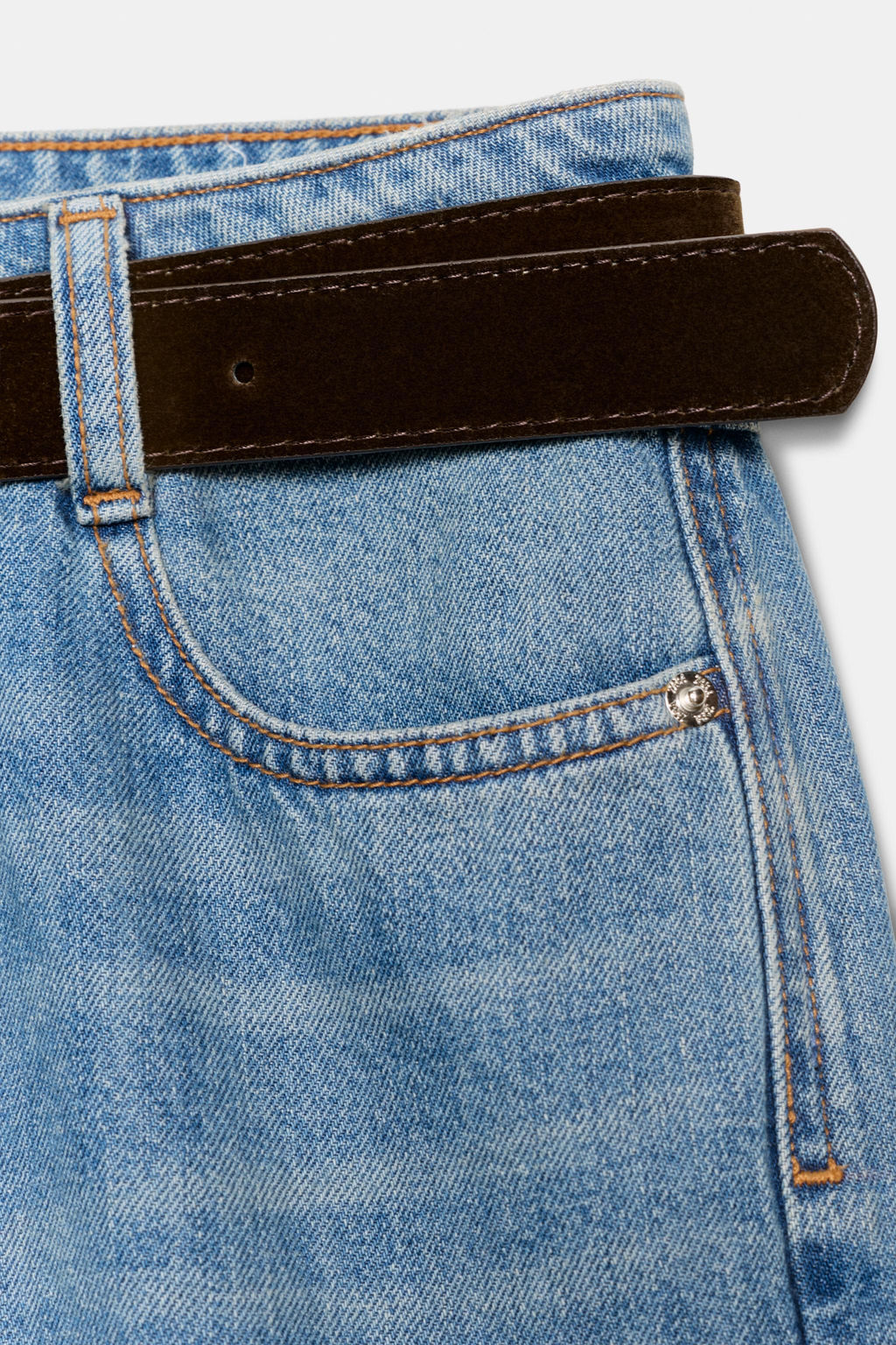 Z.08 BELTED WIDE-LEG CROPPED JEANS - Zara фото 8