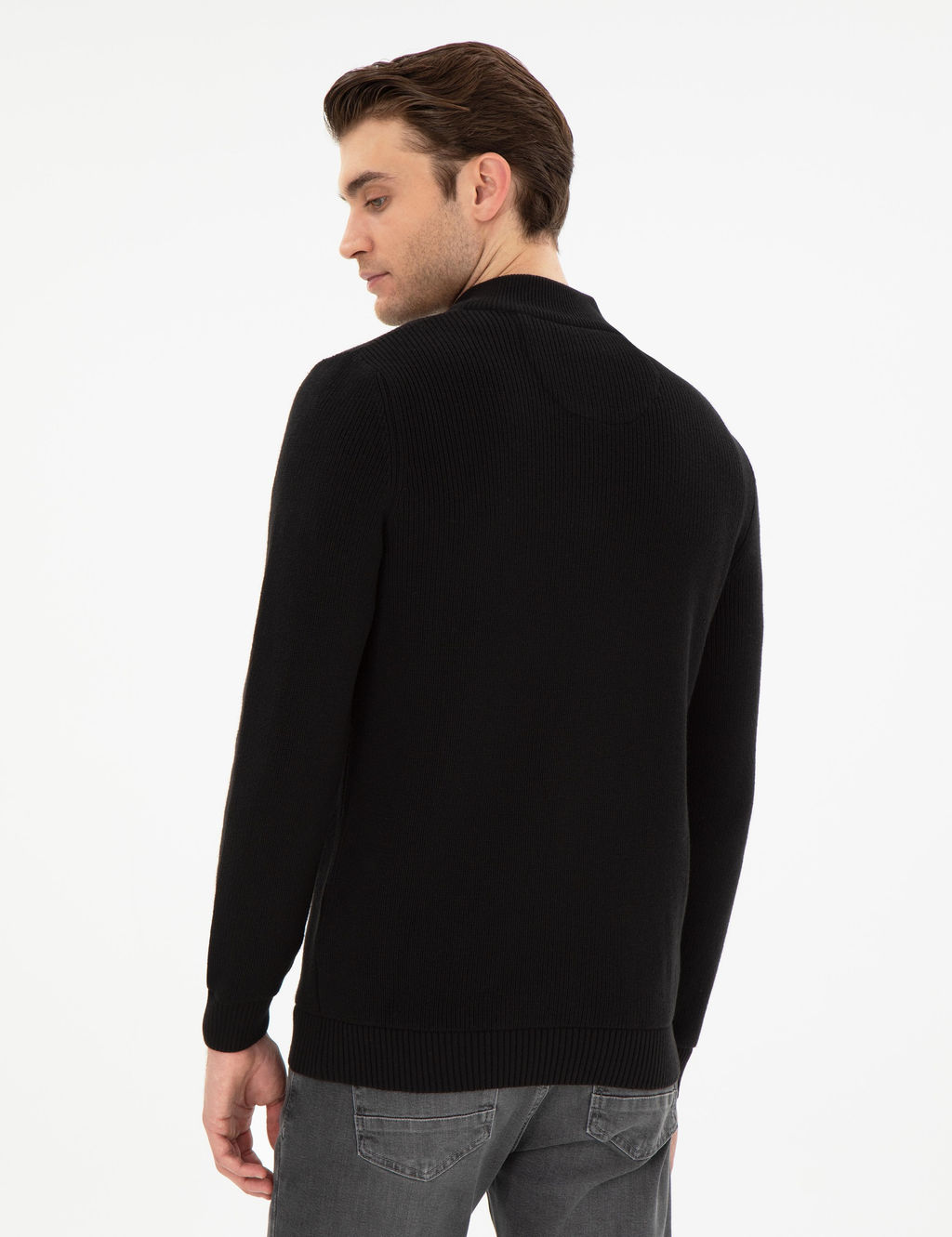 Siyah Slim Fit Fermuarl_ Dik Yaka Kazak - Pierre cardin фото 5