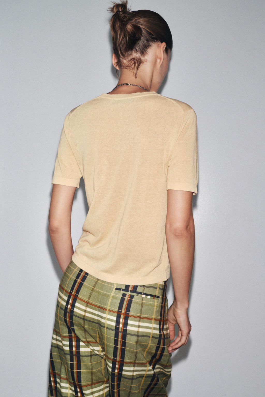 SHORT SLEEVE KNIT LINEN BLEND TOP - Zara фото 3