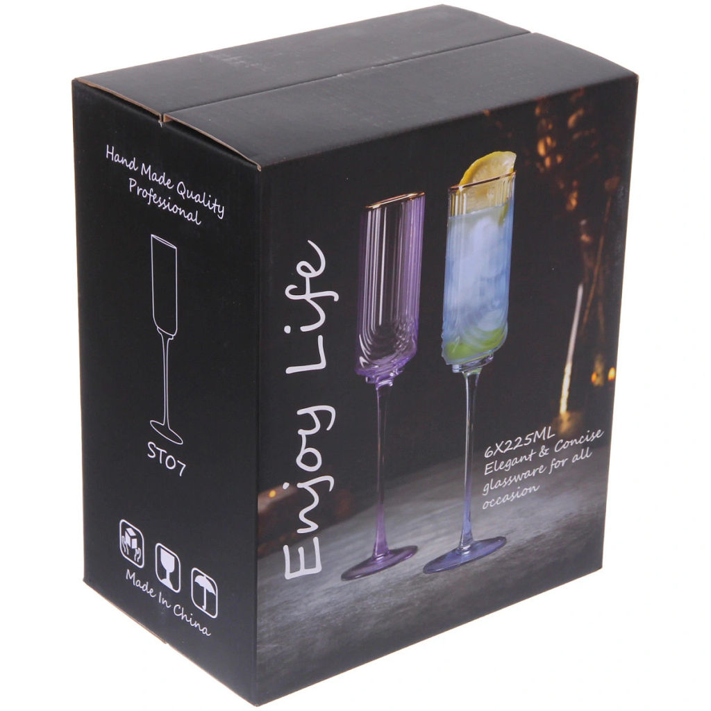 Бокал для шампанского 210мл "Enjoy Life" в наборе 6шт, цвет зеленый