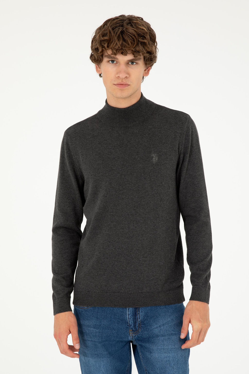 Мужской базовый свитер антрацитового меланжа Неожиданная скидка в корзине - U.s. polo assn фото 3