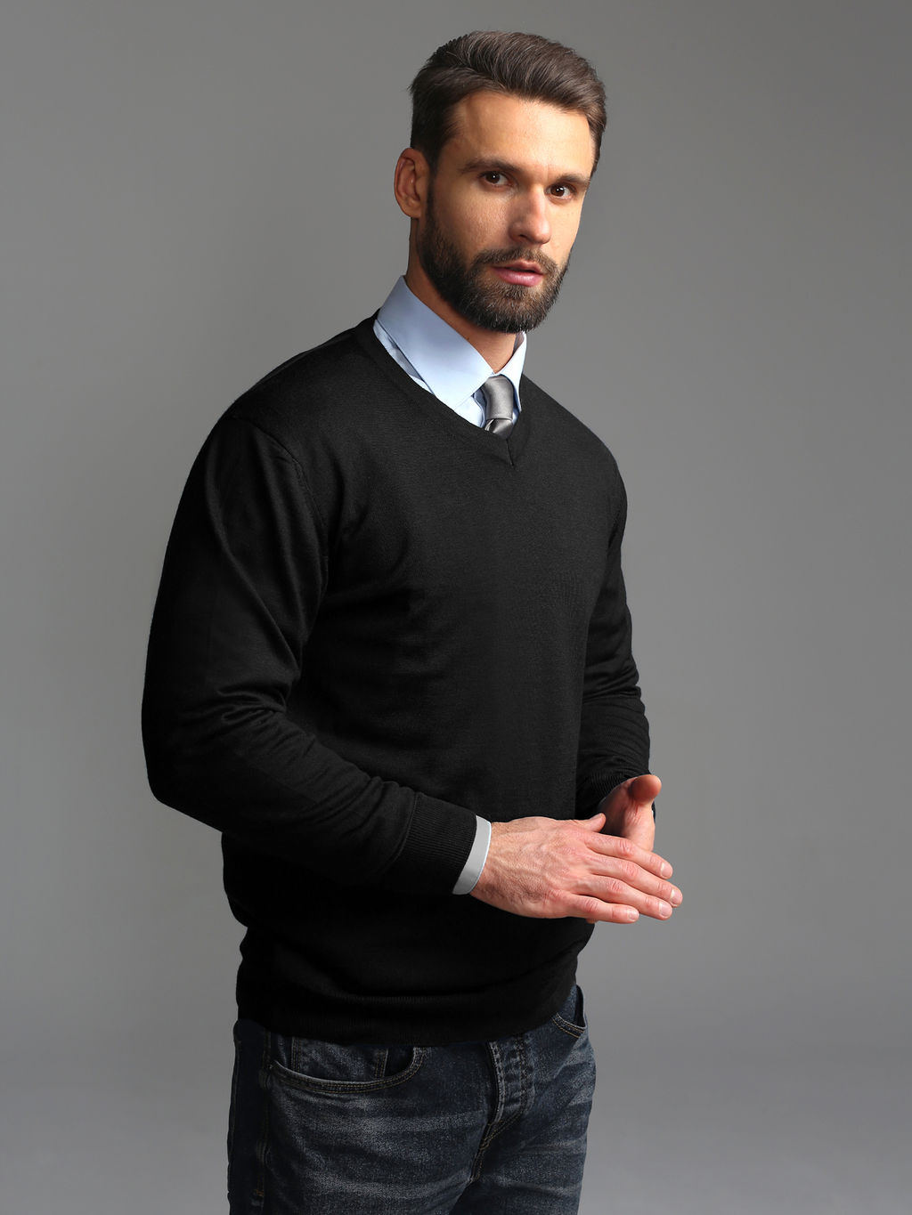 Джемпер мужской GREG G124-AN181018А (черный) фото 3