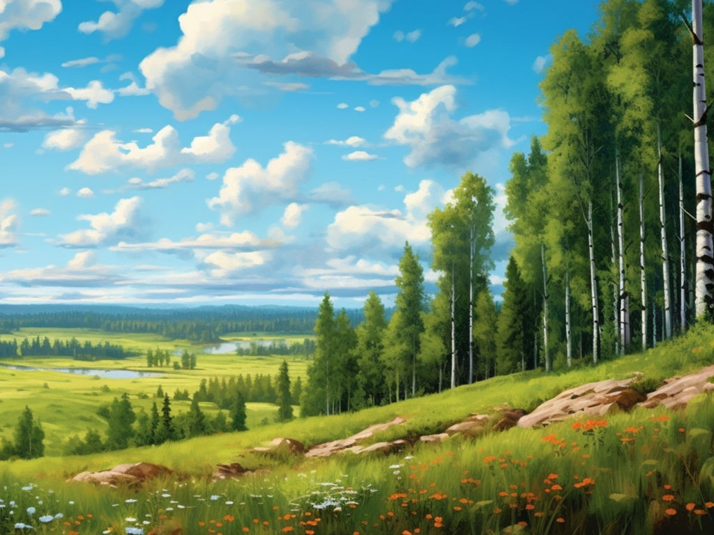 Вышивка крестиком 40х50см, Поля, природа