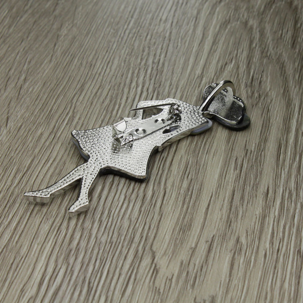 Брошь-подвеска "Леди" со вставкой из черного перламутра