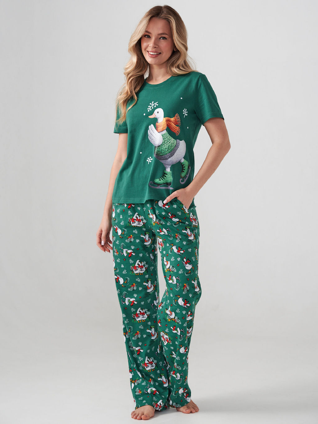 Пижама парная женская 100% хлопок Зимние забавы - Оптима фото 4