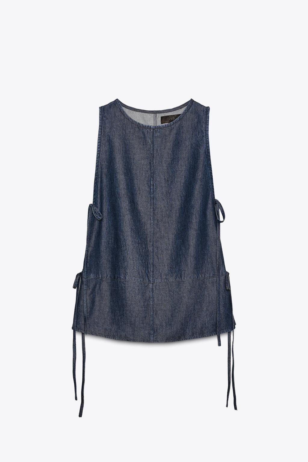 ZW COLLECTION DENIM TIE TOP - Zara фото 6