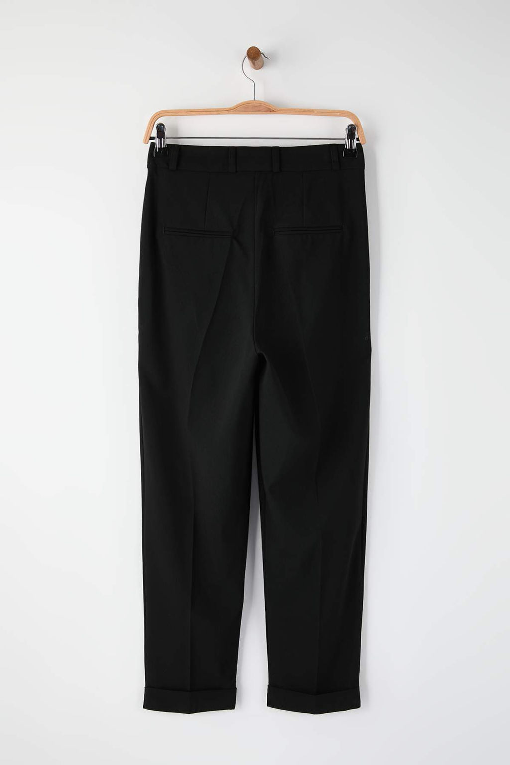 Siyah Pilili Genis Paca Extra Wide Leg Dokumlu Kumas Pantolon TWOAW26PL00155 - Trendyolmilla фото 3