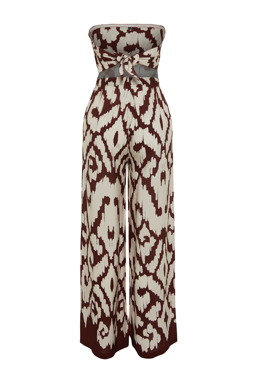 Etnik Desenli Desenli Dokuma Straplez Bluz Pantolon Plaj Tak?m TBESS24AU00017