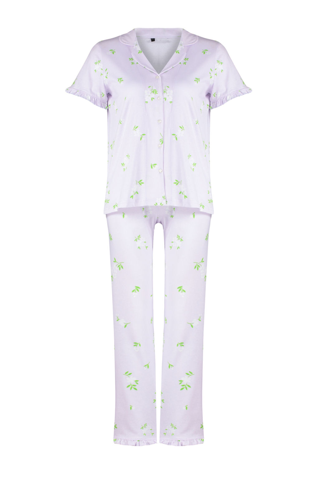 Trendyolmilla Mint %100 Pamuklu Cicekli F?rf?rl? Orme Pijama Tak?m? THMSS24PT00227  фото 7