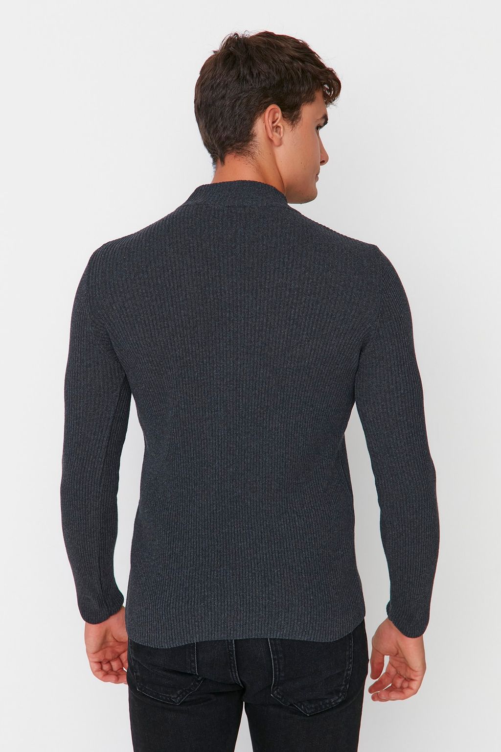 TRENDYOL MAN Ekru Slim Fit Pamuklu Yar?m Bal?kc? Yaka Fitilli Orgu Kazak TMNAW21KZ0568 - Trendyolmilla фото 37