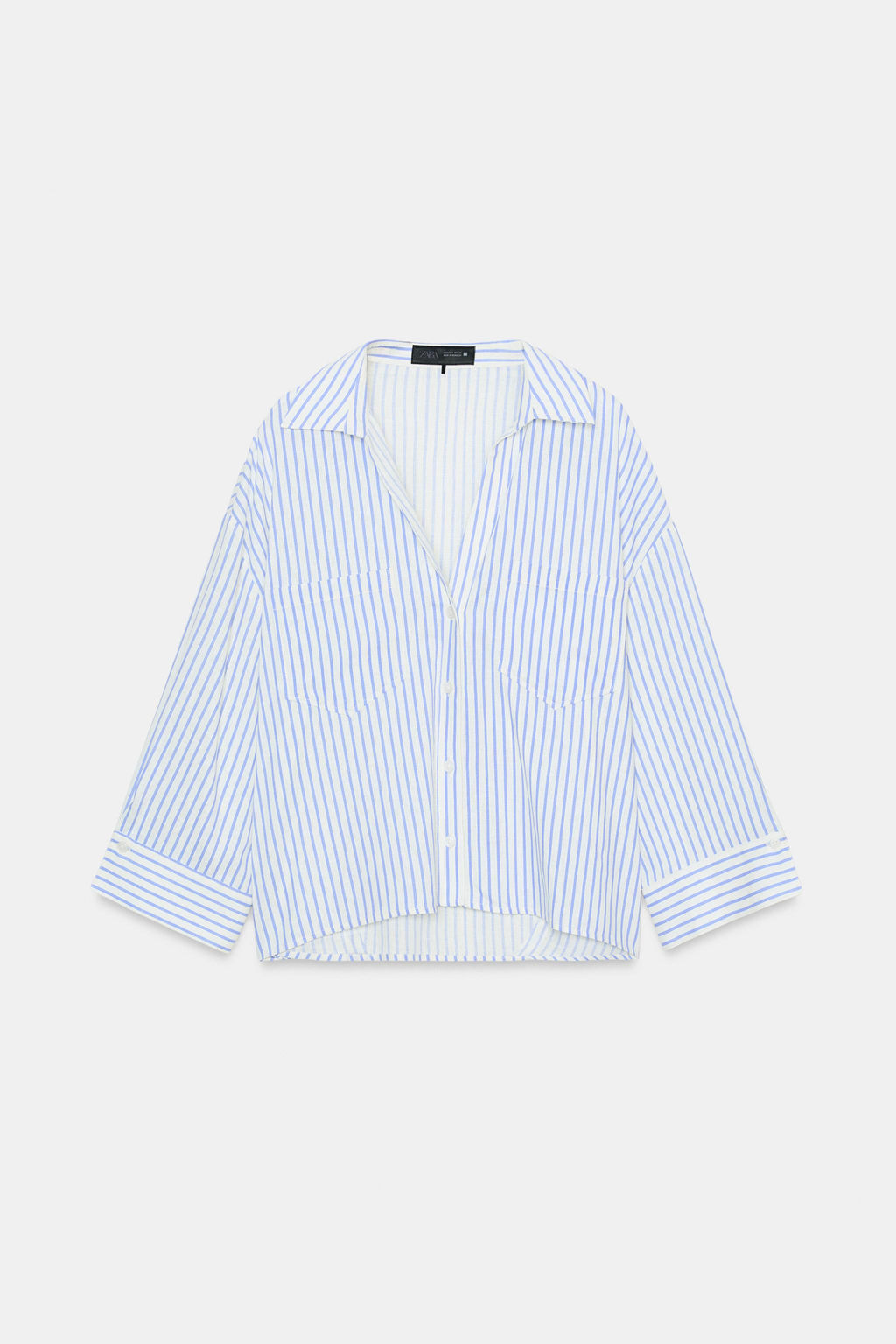 CAMISA FLUIDA CON LINO / Azul / Blanco - Zara фото 7