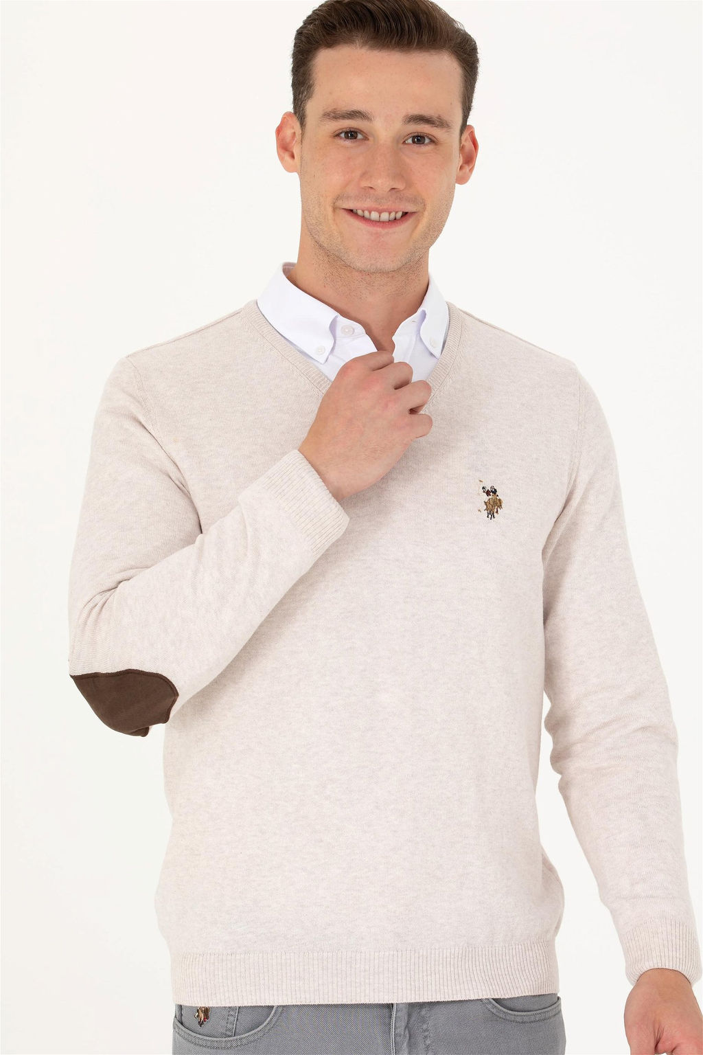 U. S. Polo Assn Мужской базовый свитер из каменного меланжа - U.s. polo assn фото 11