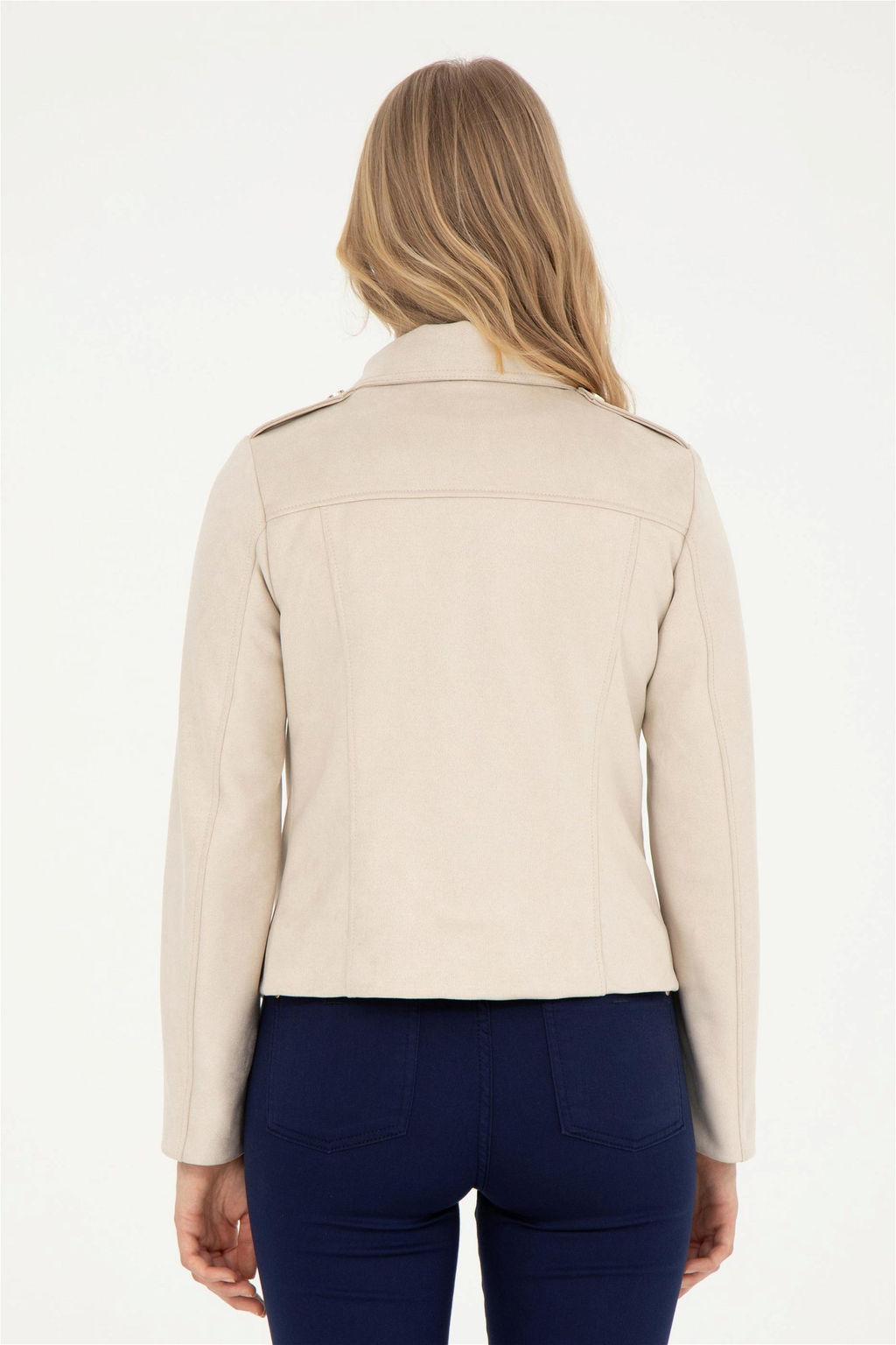 Женская кожаная куртка цвета экрю - U.s. polo assn фото 5