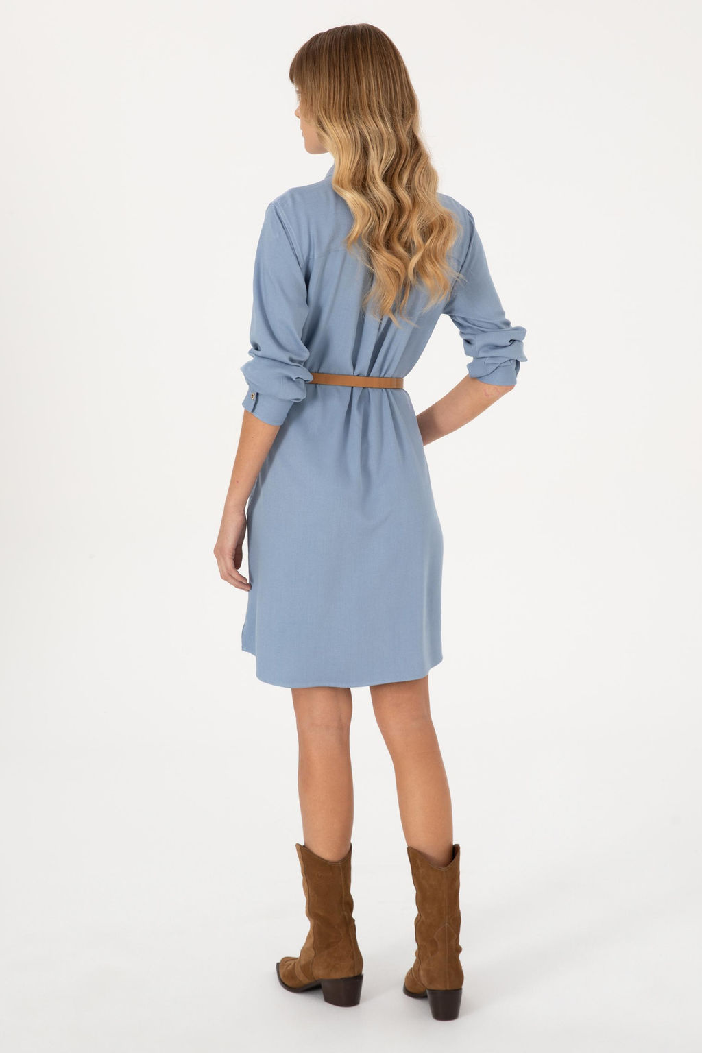 Kad_n A__k Mavi Dokuma Elbise - U.s. polo assn фото 4