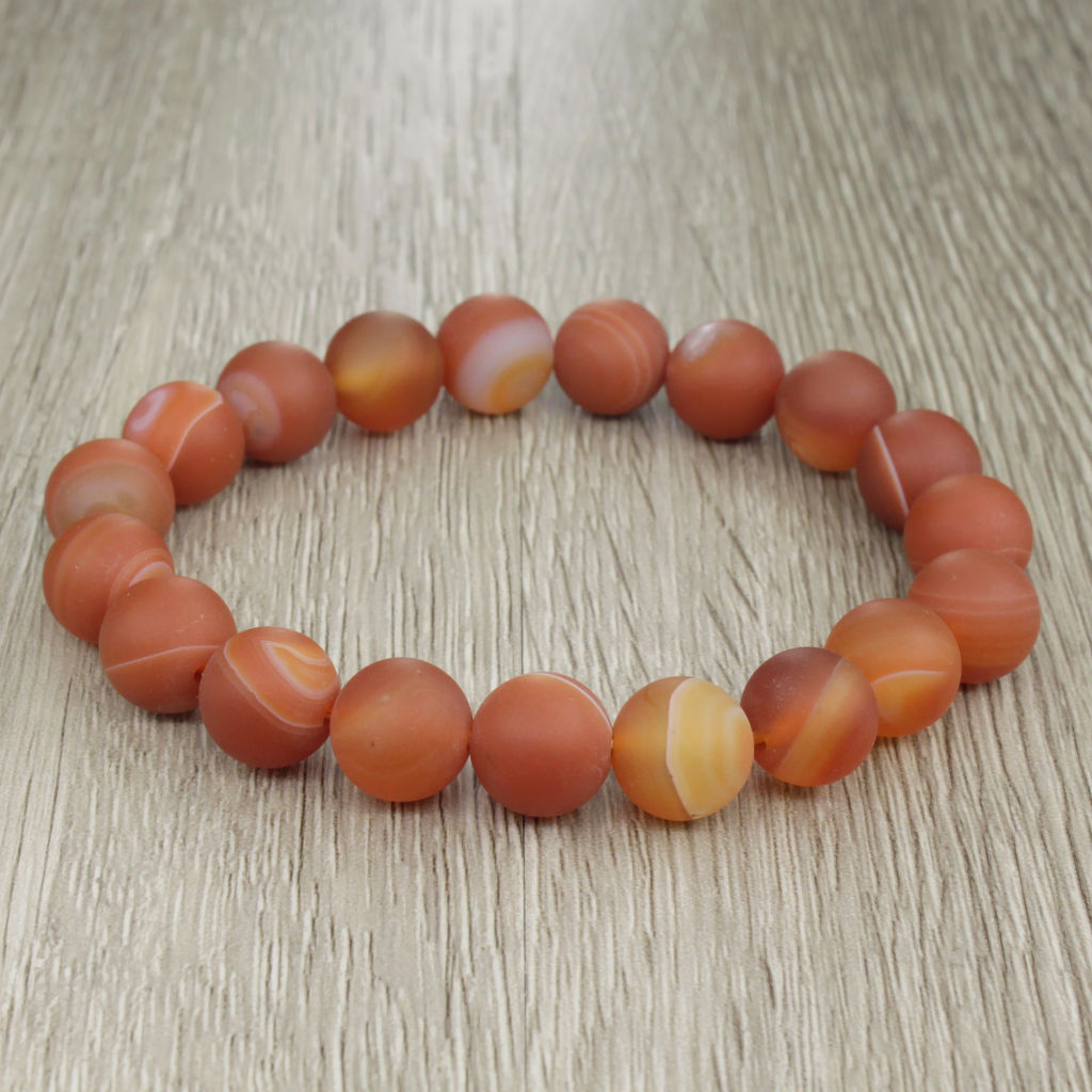 Браслет Классика из натурального матово-оранжевого агата диаметром 10мм - Agat77 фото 2