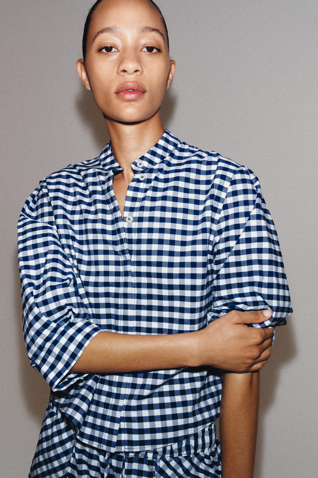 CAMISA CUADRO VICHY ZW COLLECTION / Blanco / Marino - Zara фото 8