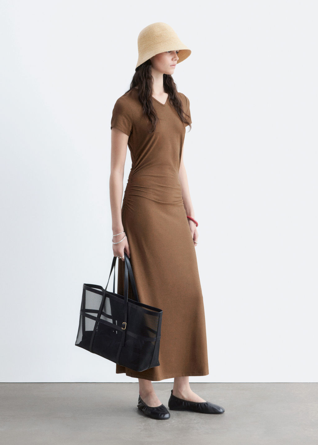 Vestido midi en punto de piqu?