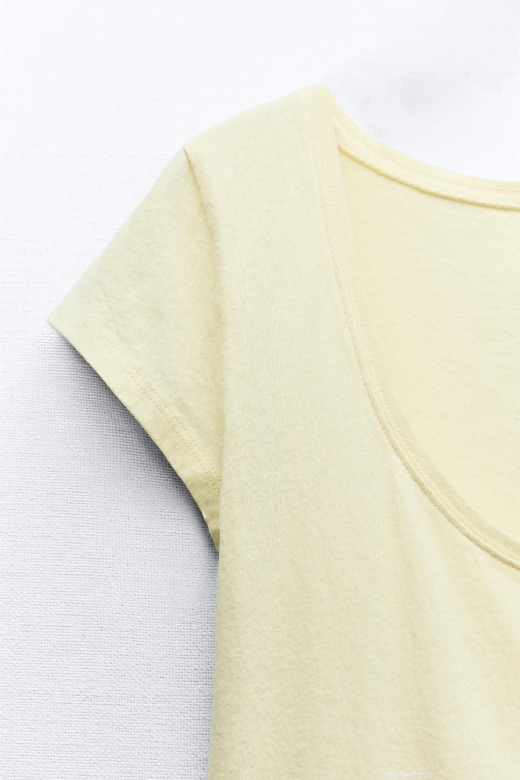 SLUB KNIT CROPPED T-SHIRT - Zara фото 8