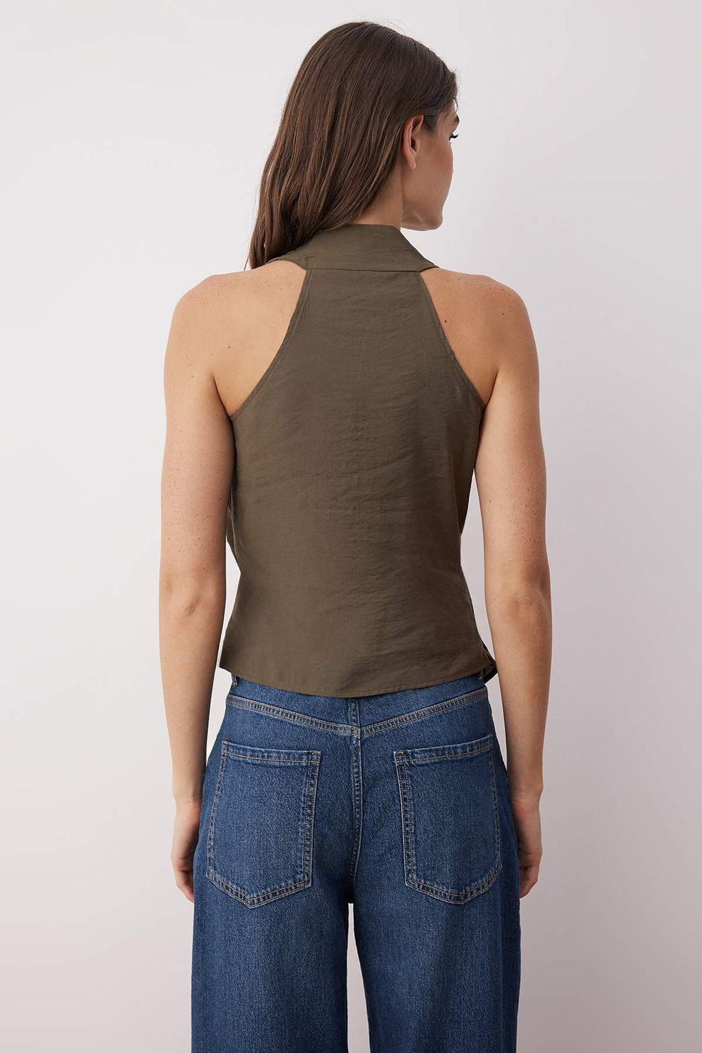 Limited Edition Haki Modal Kruvaze Dokuma Bluz TWOSS25BZ00363