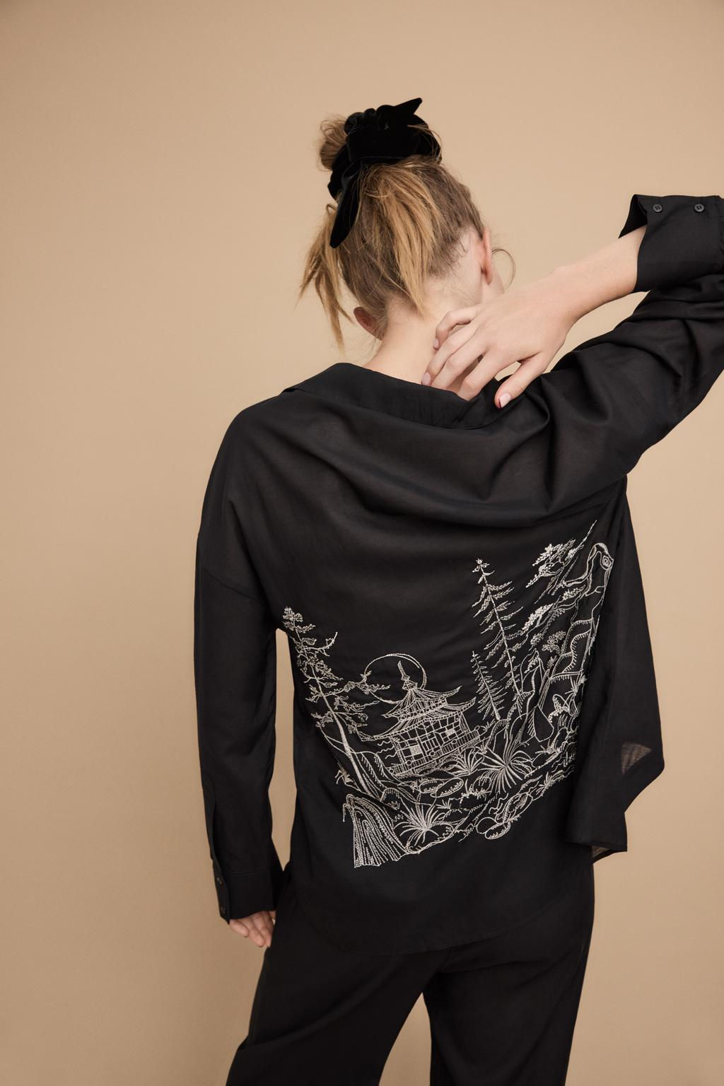 OVERSIZE SHIRT WITH BACK EMBROIDERY - Zara фото 3