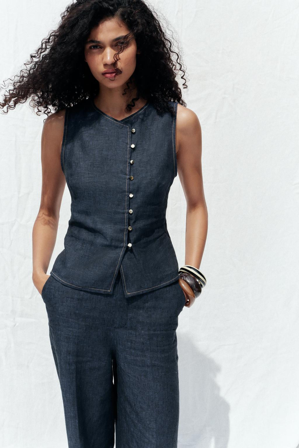 DOUBLE-BREASTED LINEN WAISTCOAT - Zara фото 10