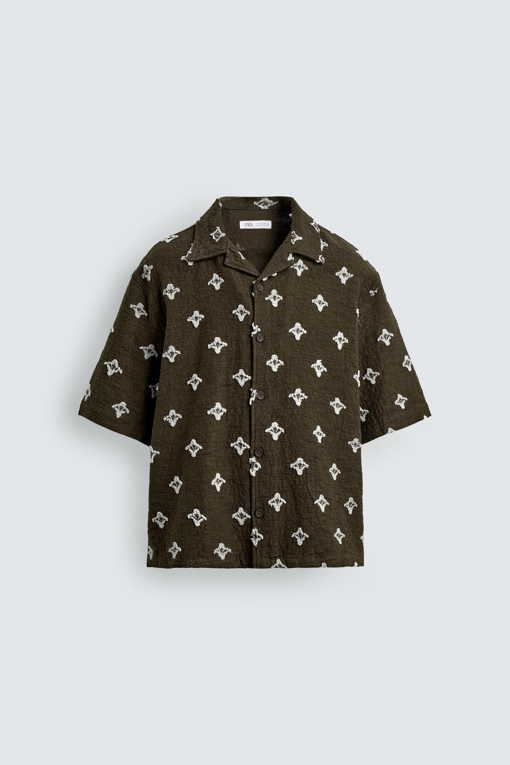 CAMISA JACQUARD TEXTURA / Khaki oscuro - Zara фото 7