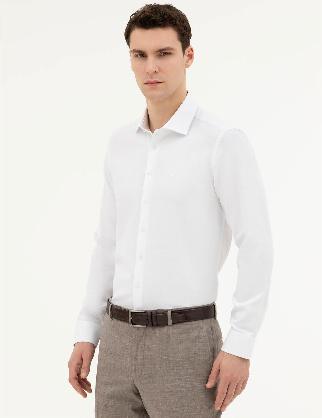 Beyaz Slim Fit Uzun Kollu G_mlek