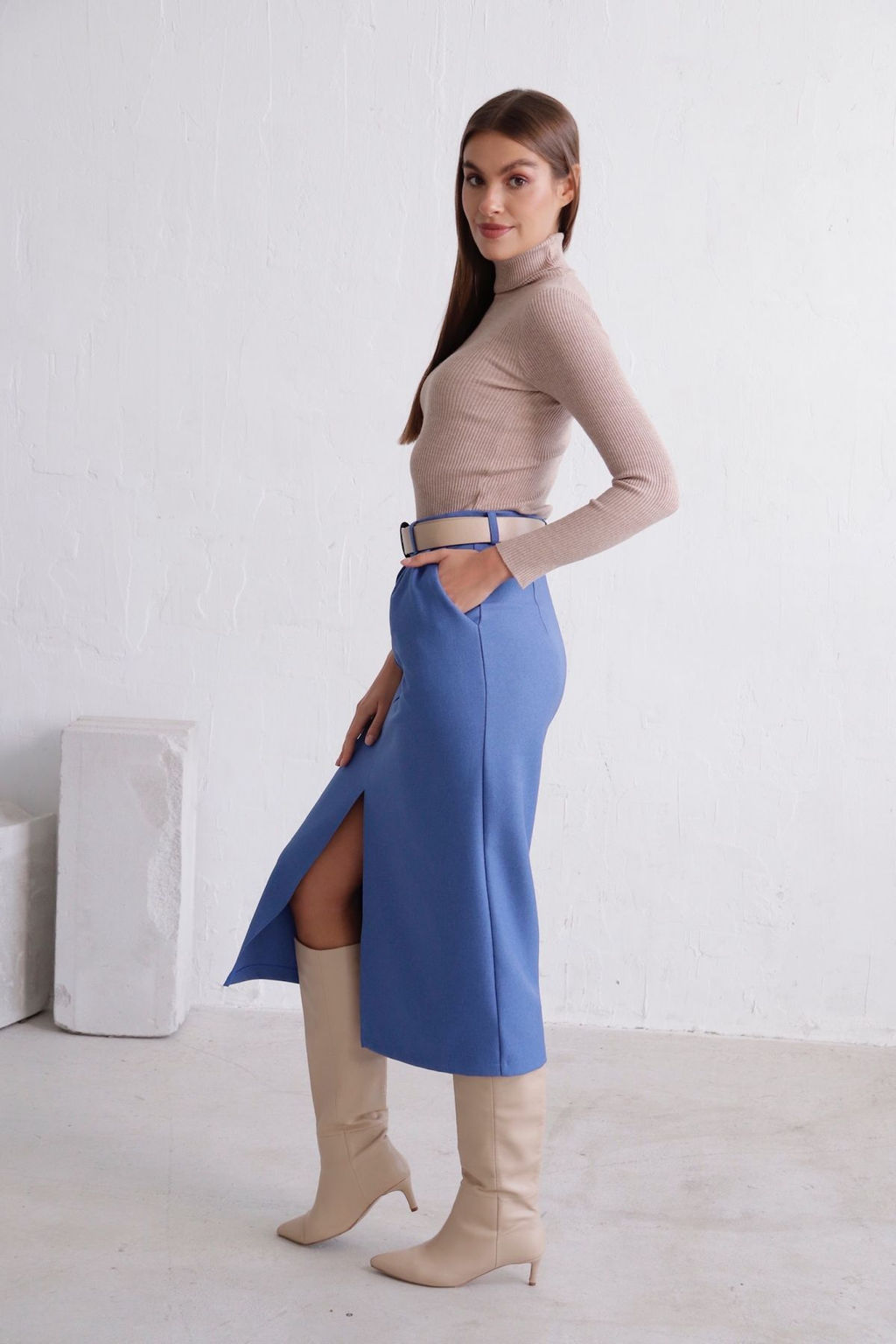 11823 Юбка миди-макси голубая - Martichelli фото 20