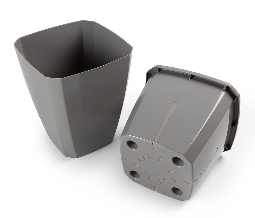 Кашпо квадратное с дренажной вставкой "Лаунж" 2,4л/1,6л пыльно-серое С371ПСЕР