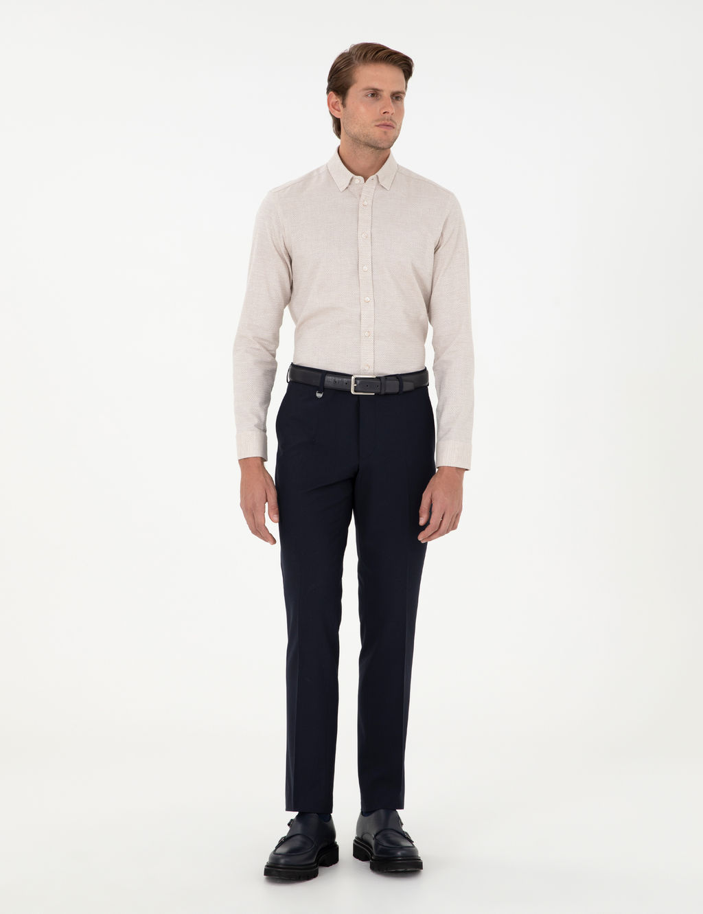 Bej Slim Fit Uzun Kollu G_mlek