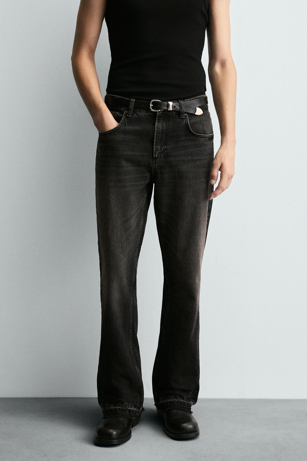 JEANS FLARE FIT ROTOS / Carb?n - Zara фото 12