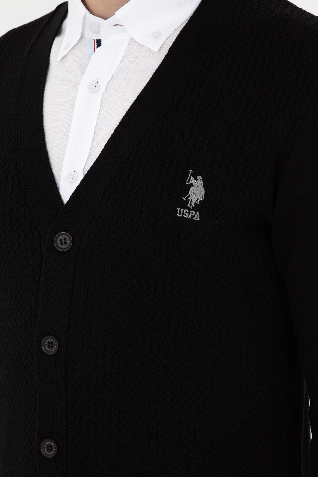 Мужской черный базовый трикотажный кардиган Неожиданная скидка в корзине - U.s. polo assn фото 7