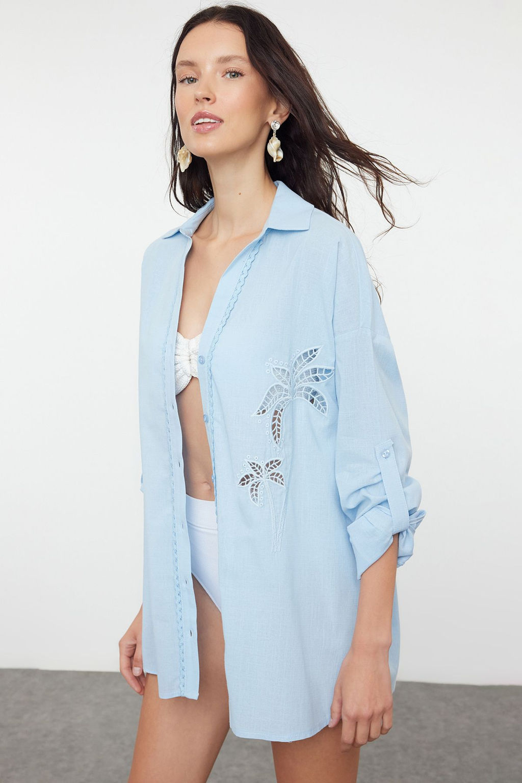 Mavi Dokuma Nak?sl? 100% Pamuk Gomlek TBESS24GO00045