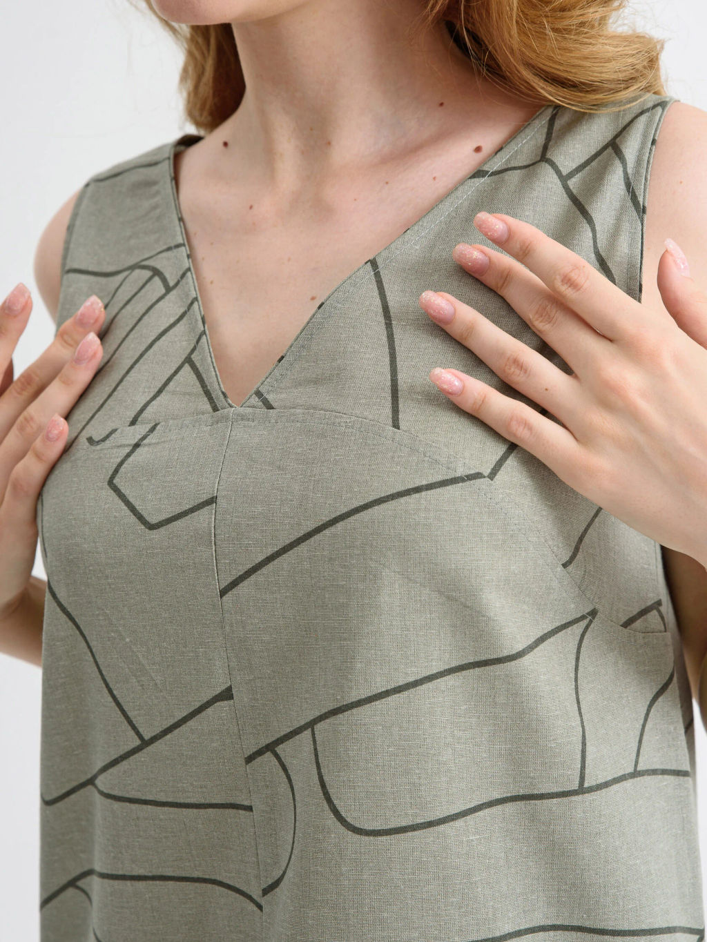 Платье Оптима Мелодия из полульна хаки фото 4