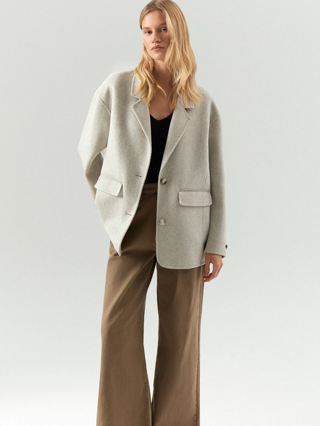 Полупальто Emka R138 шерсть серый  фото 4