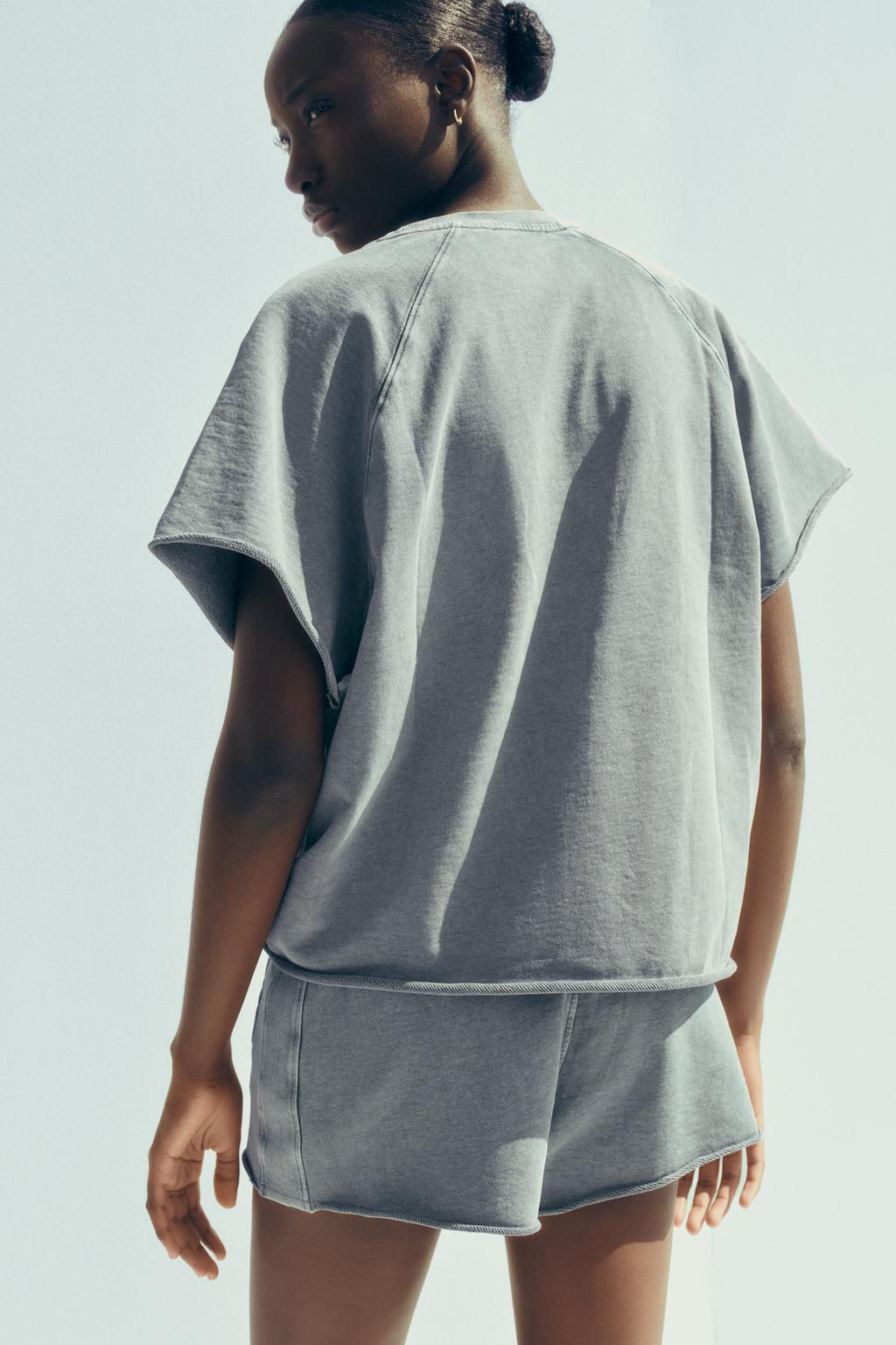 WASHED EFFECT TEXT SWEATSHIRT SHORTS - Zara фото 4