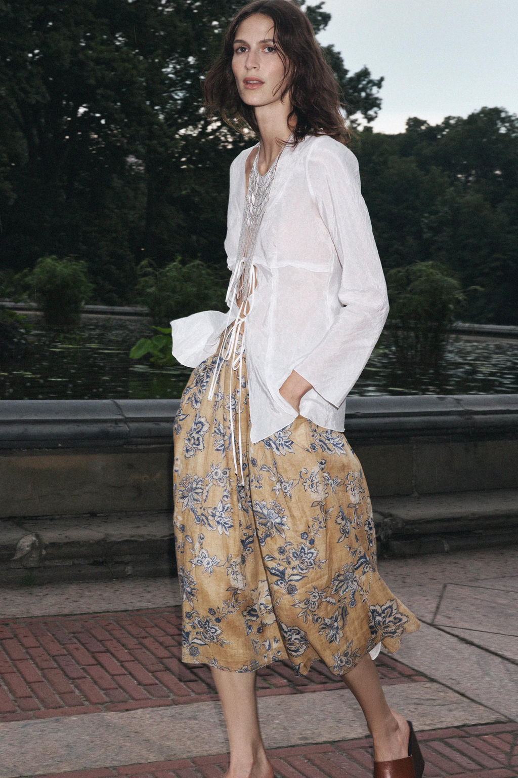 ZW COLLECTION RAMIE FLORAL PRINT SKIRT - Zara фото 9