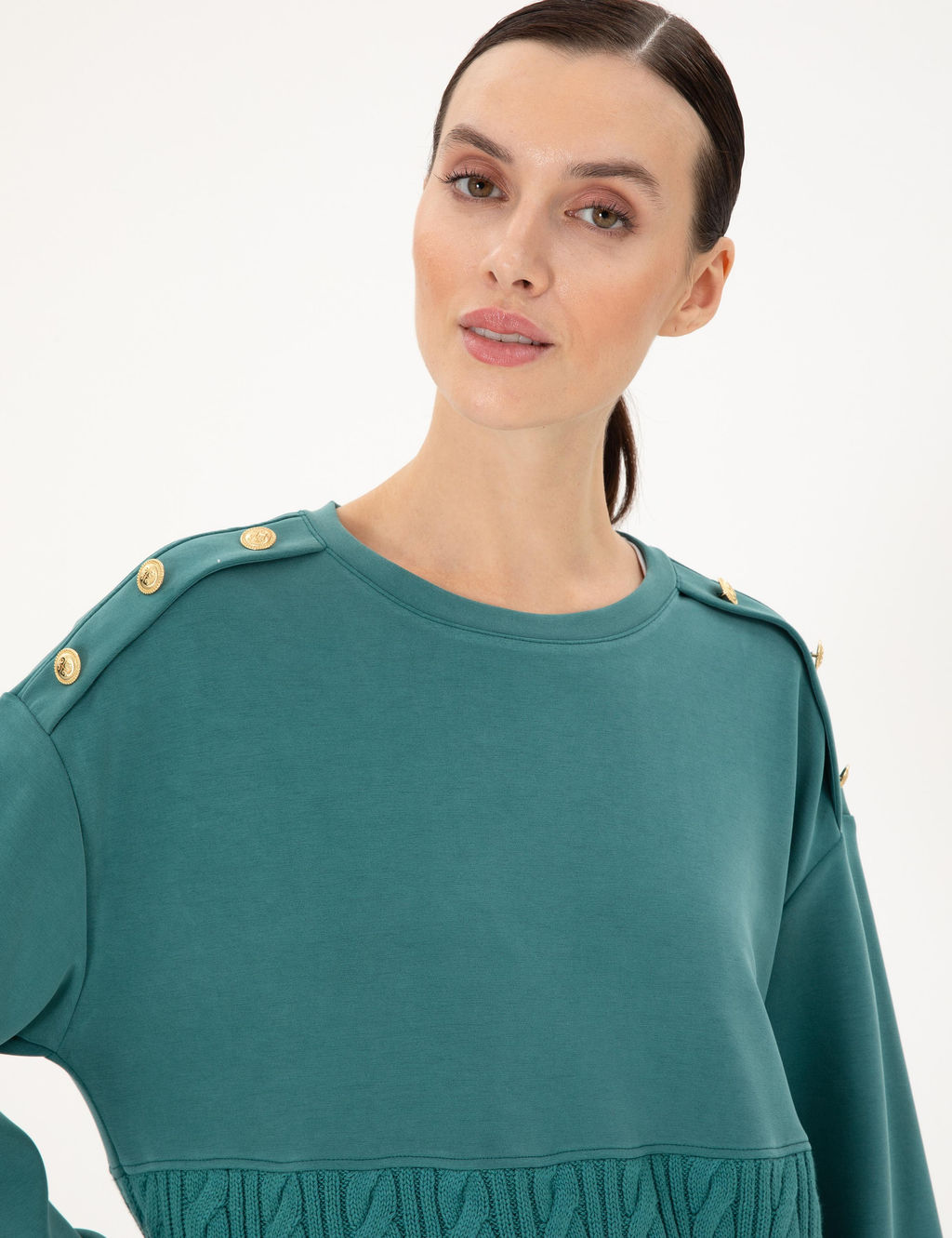 Koyu Ye_il Regular Fit Modal Kuma_ Sweatshirt - Pierre cardin фото 2