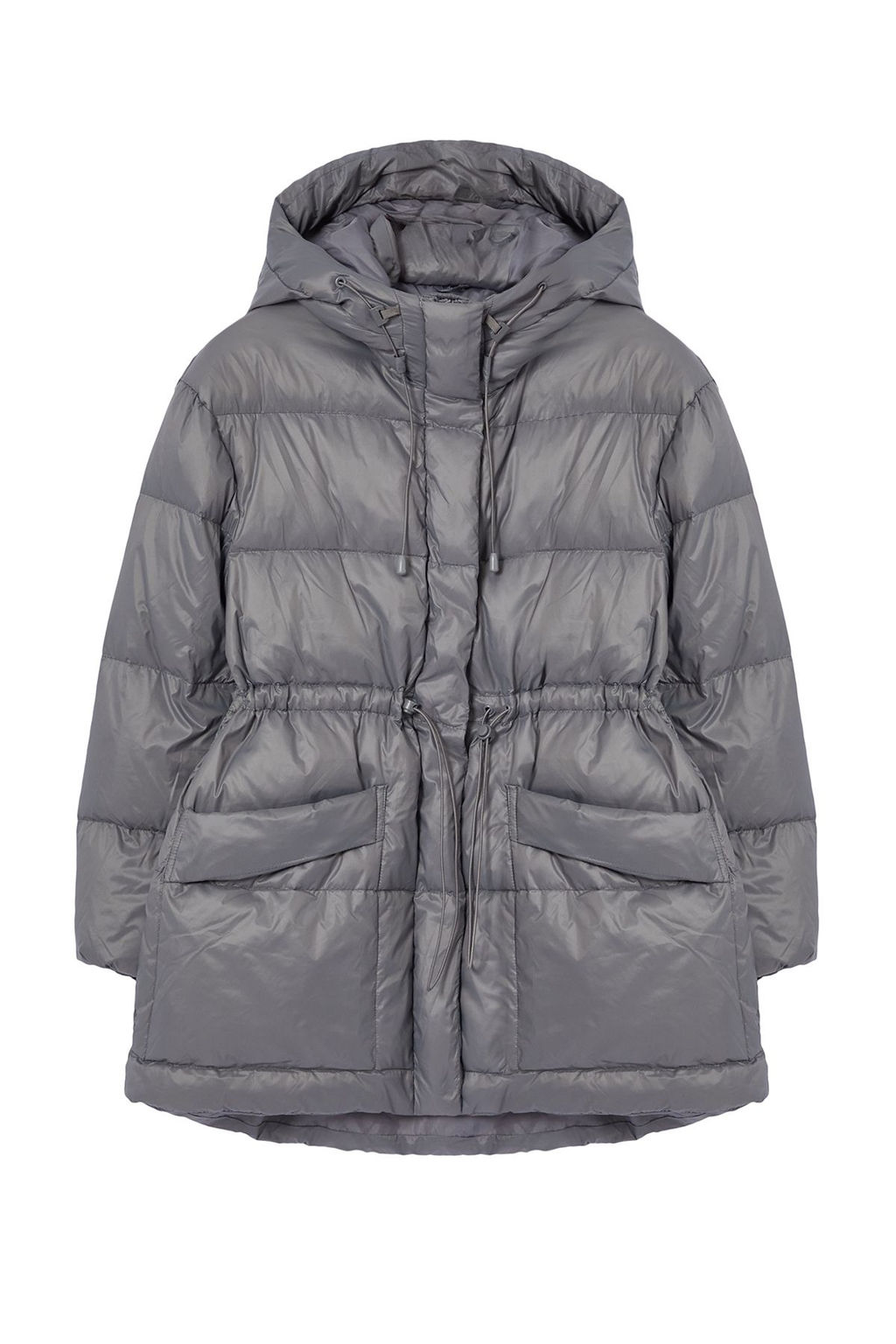 Gri Oversize Kapusonlu Kaz Tuylu Sisme Mont TWOAW25MO00111 - Trendyolmilla фото 6